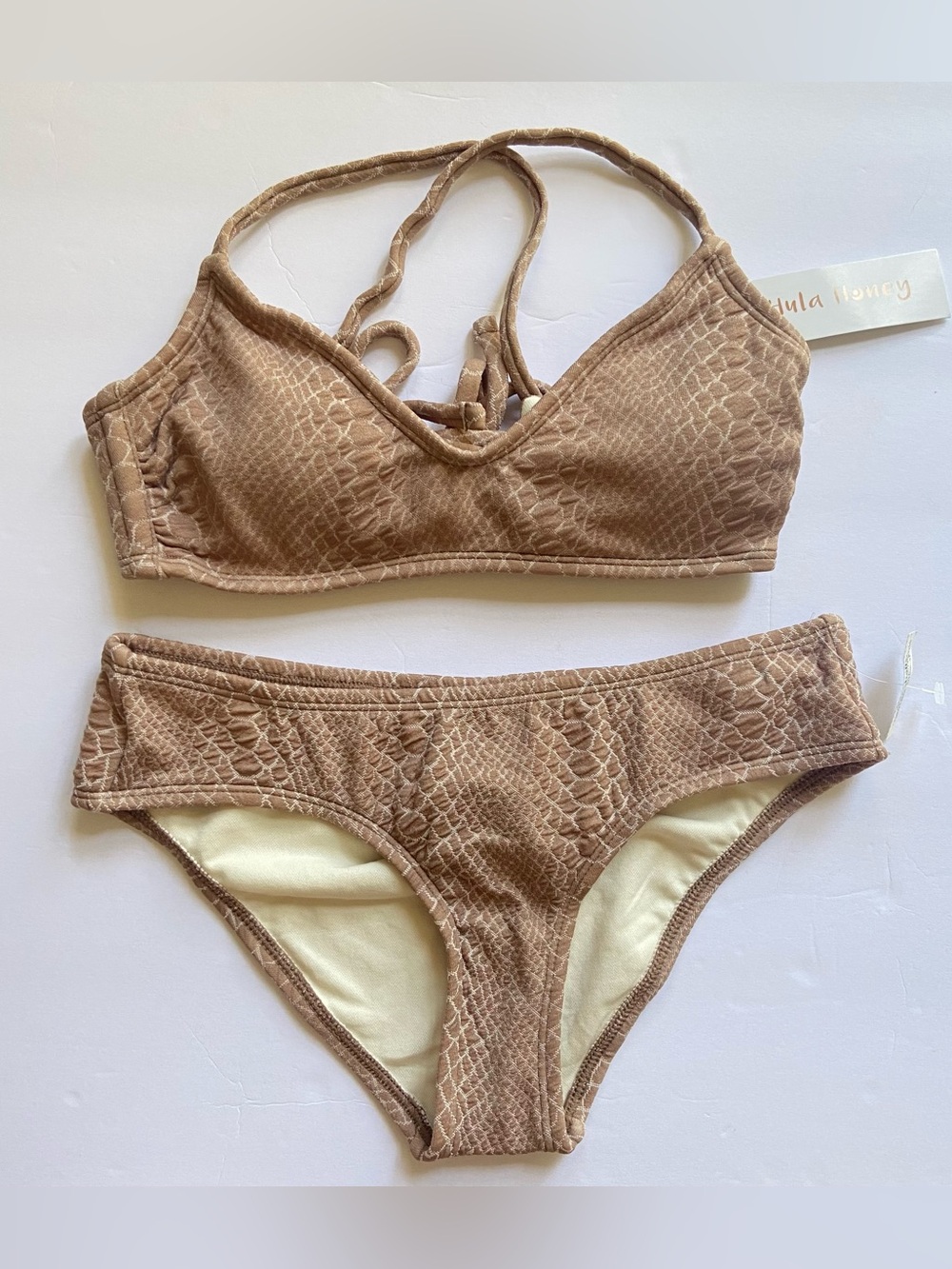 Hula honey Tan Textured Bikini Set size XS